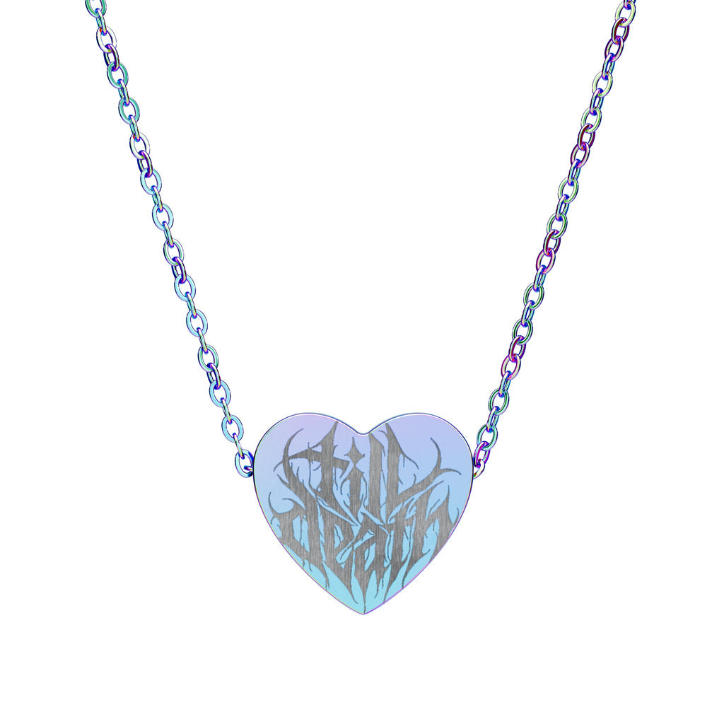 Till Death Engraved Heart Necklace | Gothic Streetwear Accessory