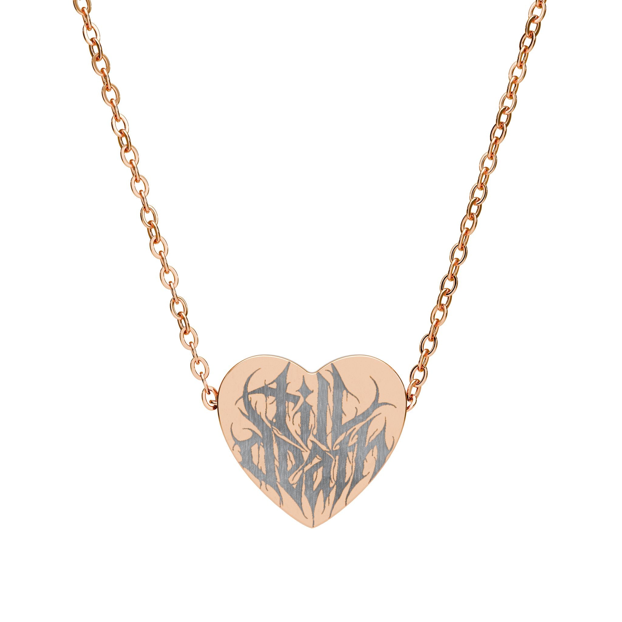Till Death Engraved Heart Necklace | Gothic Streetwear Accessory