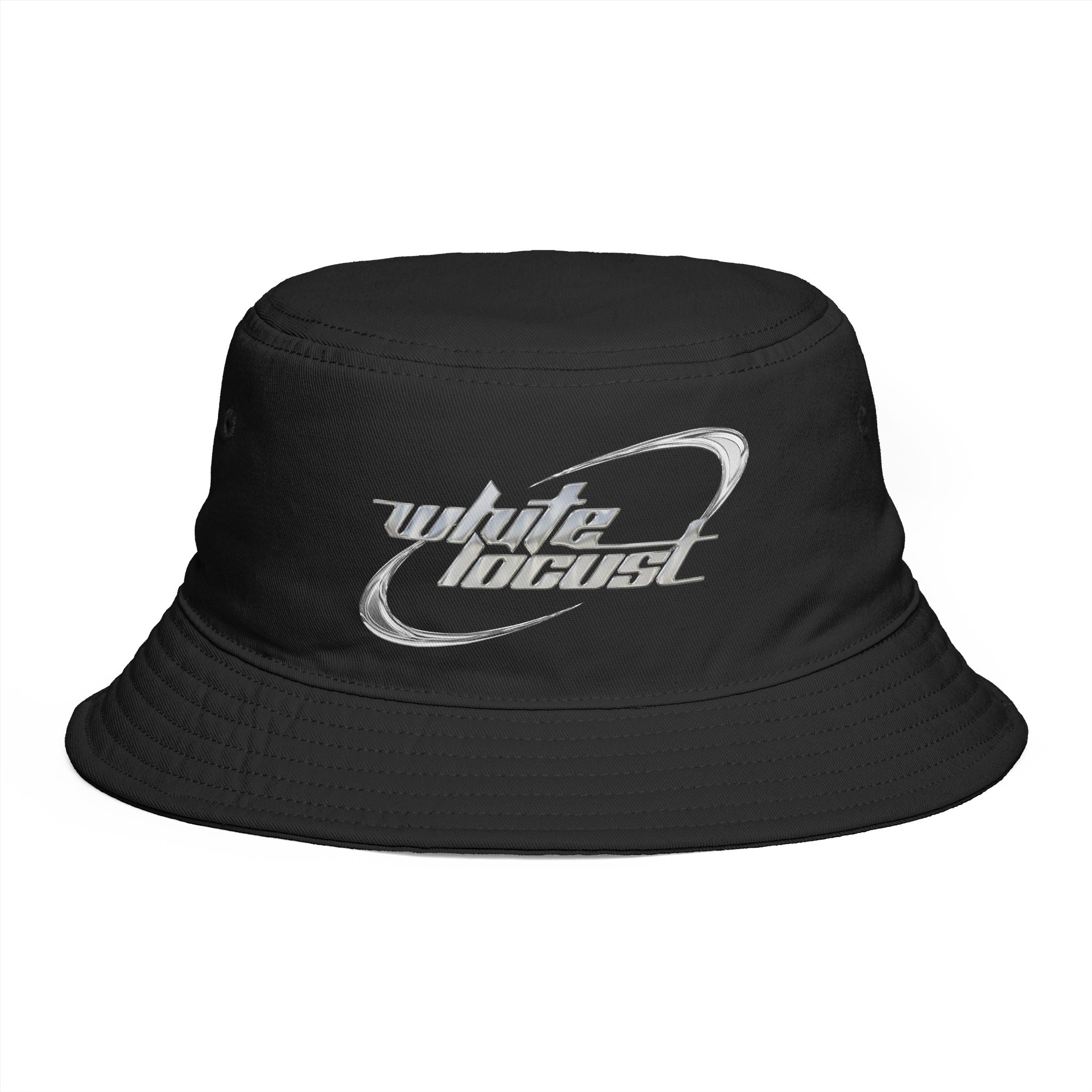 Bucket Hat — White Locust Retro Logo Embroidered Cotton Sun Hat