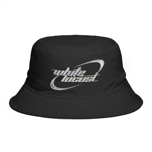 Bucket Hat — White Locust Retro Logo Embroidered Cotton Sun Hat