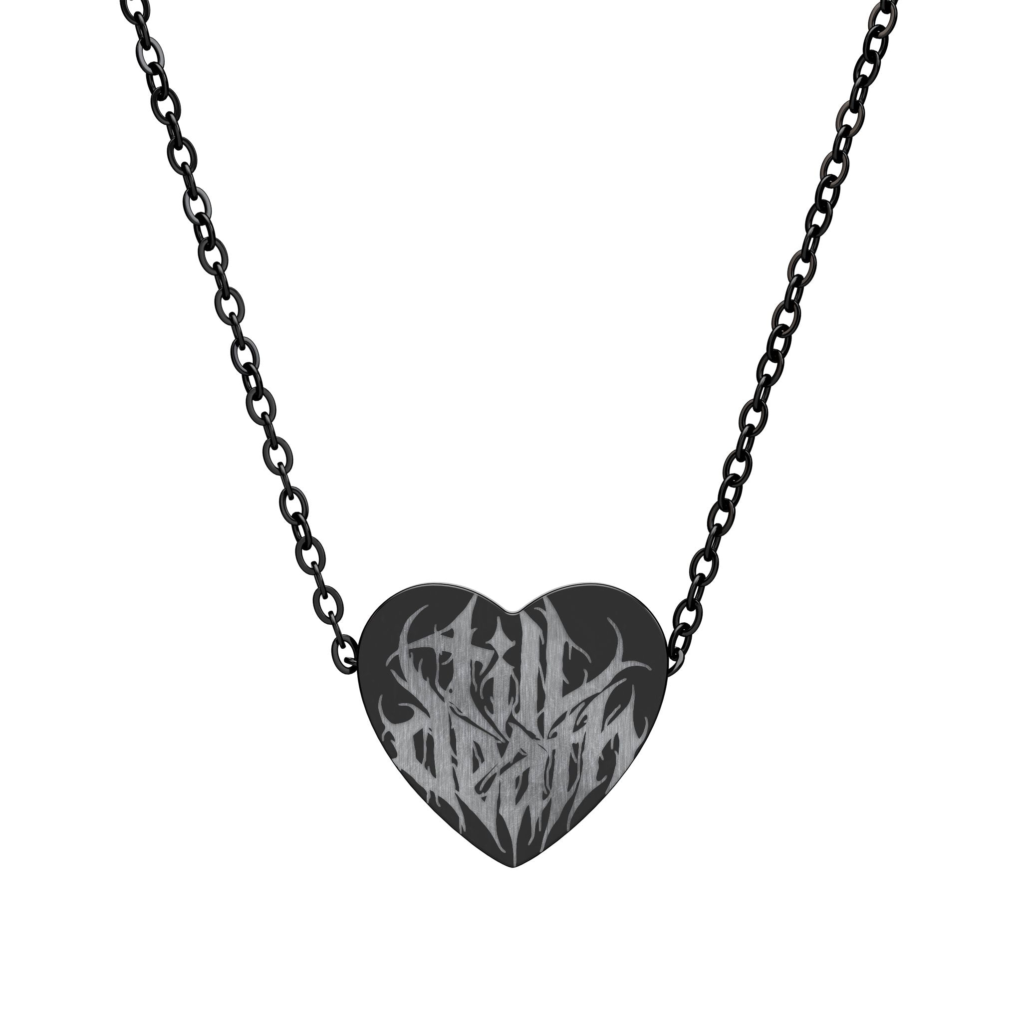 Till Death Engraved Heart Necklace | Gothic Streetwear Accessory
