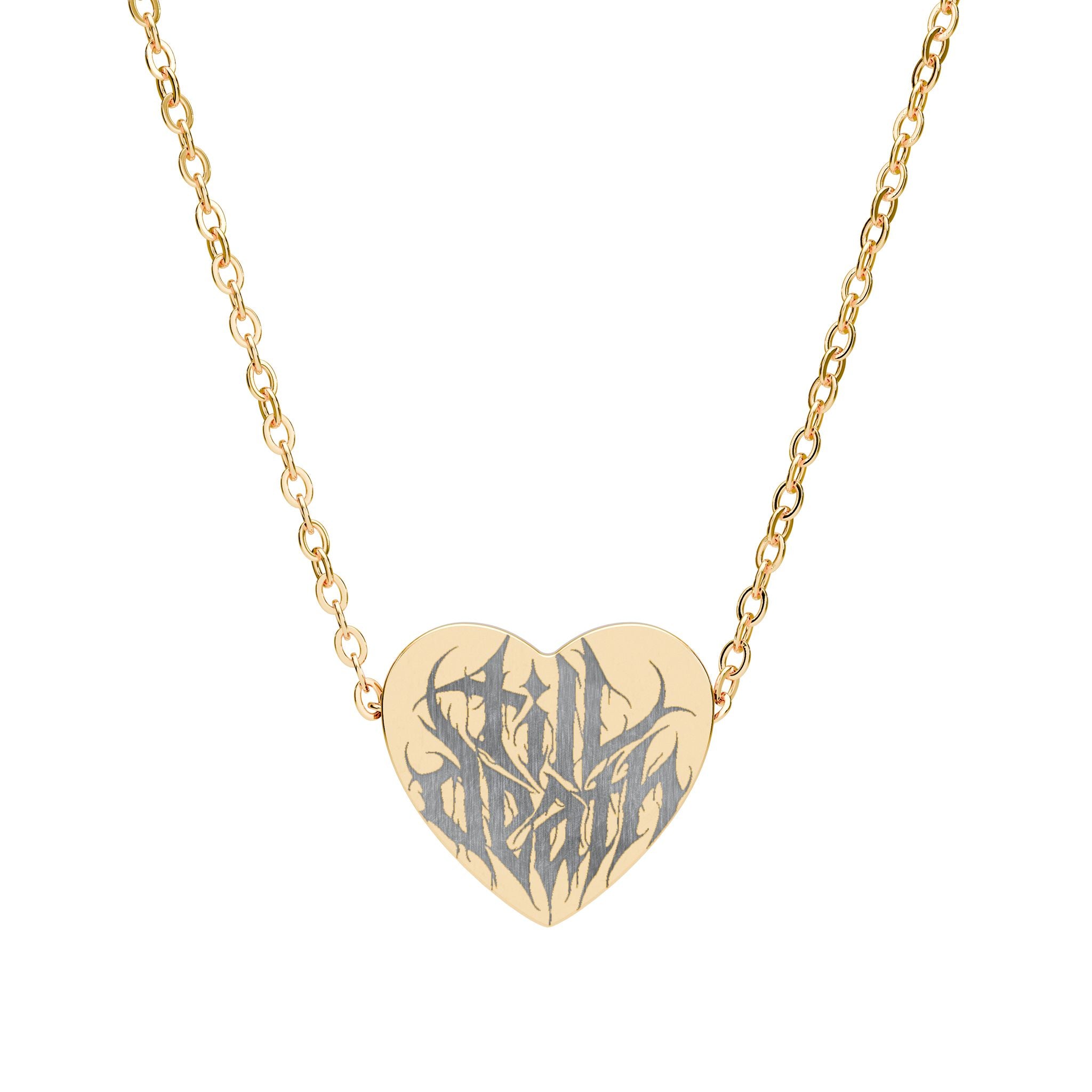 Till Death Engraved Heart Necklace | Gothic Streetwear Accessory