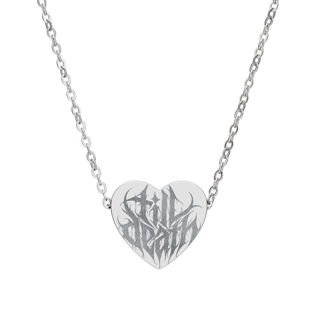 Till Death Engraved Heart Necklace | Gothic Streetwear Accessory