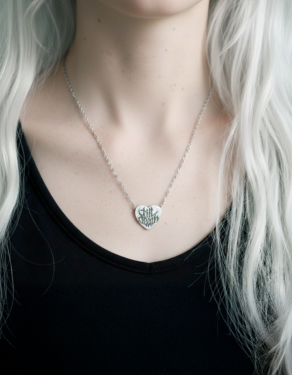 Heart Necklace. A brutalist gothic talisman with precision engraving. Premium Gothic jewelry.