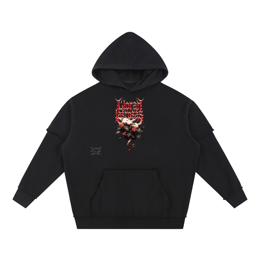 Cristian's Snow Washed Raw Edge Hoodie | Double Layered Streetwear Noir