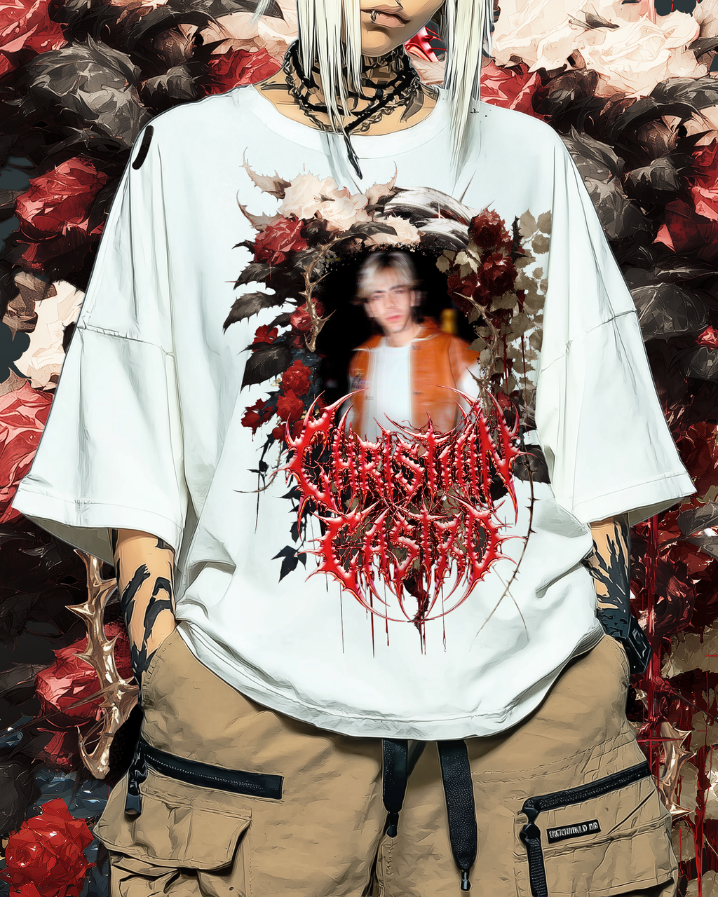 Emo Cristian Castro aesthetic bootleg t-shirt, Miami hardcore streetwear, drop shoulder loose fit playera metalera.