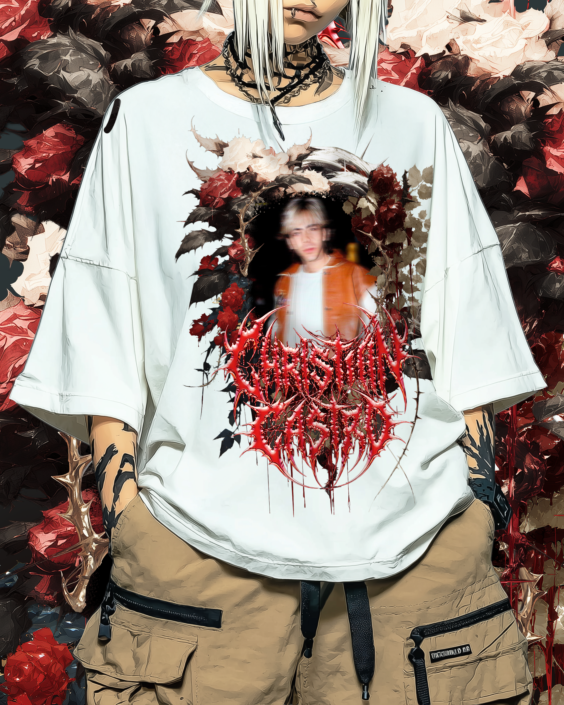 Emo Cristian Castro aesthetic bootleg t-shirt, Miami hardcore streetwear, drop shoulder loose fit playera metalera.